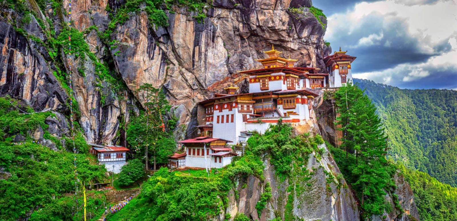 Paro Taktsang (Tiger's Nest Monastery) clinging to a cliff face