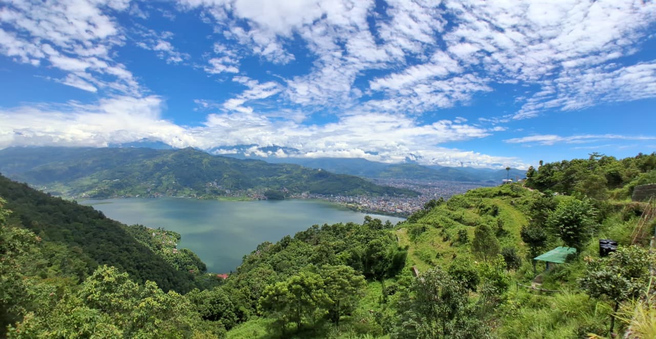 Fewa lake from peace stupa pokhara