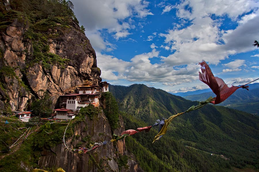 Paro Taktsang (Tiger's Nest Monastery) clinging to a cliff face